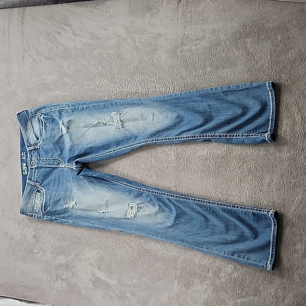 Warehouse One Jeans Womens Size 31stains distressed Ripped Mid Rise Baby Boot